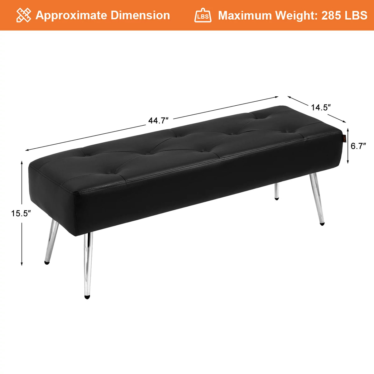Black Faux PU Leather Tufted Ottoman Bench Z8792