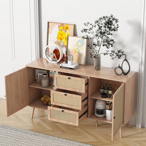 Rattan Sideboard Cabinet with 2 Doors and 3 Drawers G45825