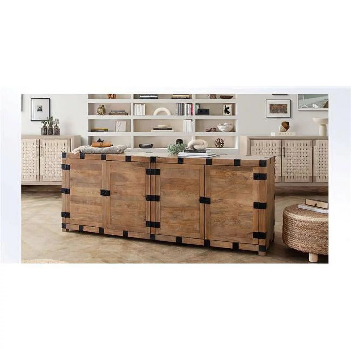 Oak Solid Mango Wood 4-Door Sideboard M7008