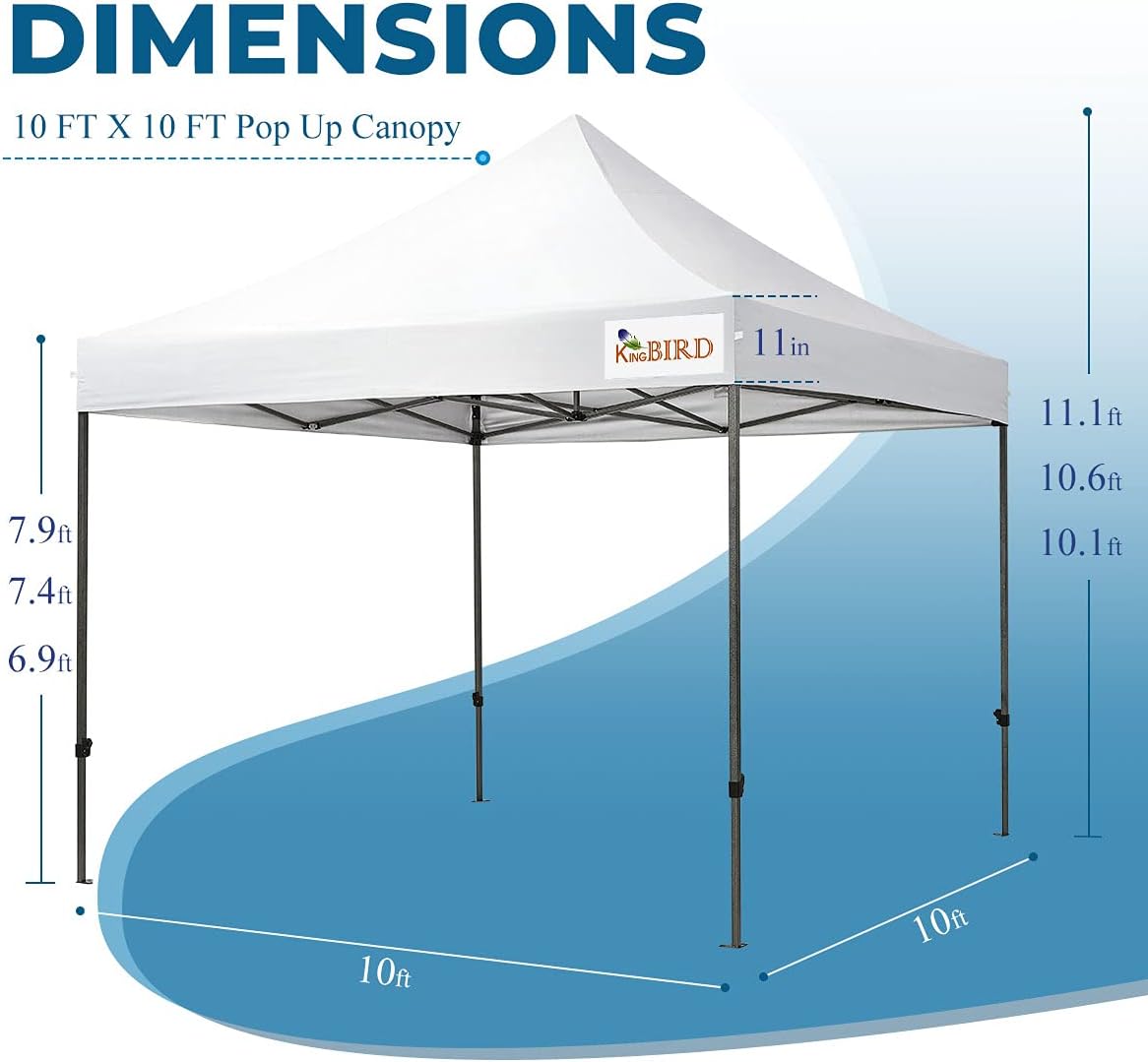 10'x10' Heavy Duty Waterproof Pop Up Canopy Tent with Roller Bag F833