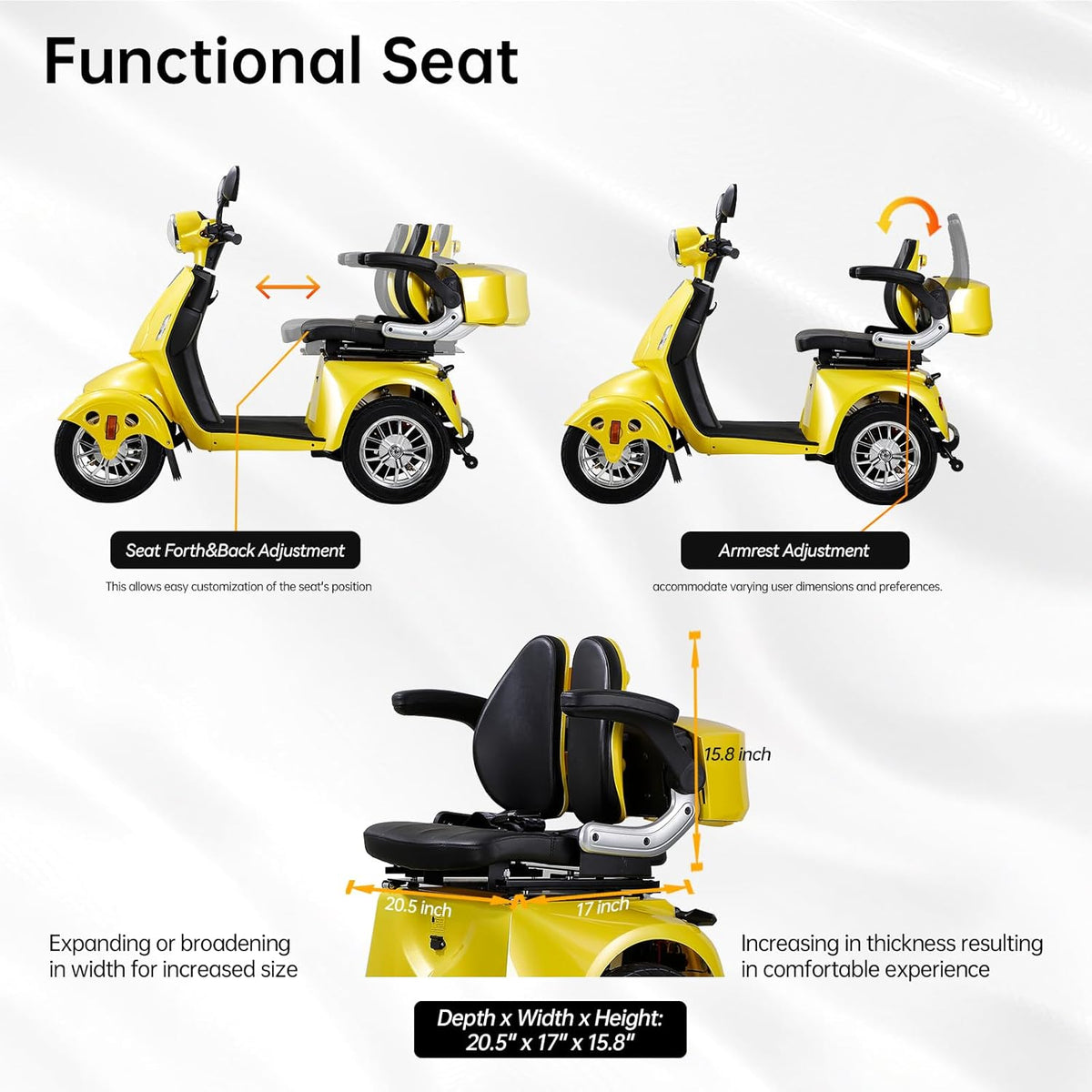 Heavy Duty 4-Wheel 3 Speed Mobility Scooter 500 lbs. Weight Capacity X4802