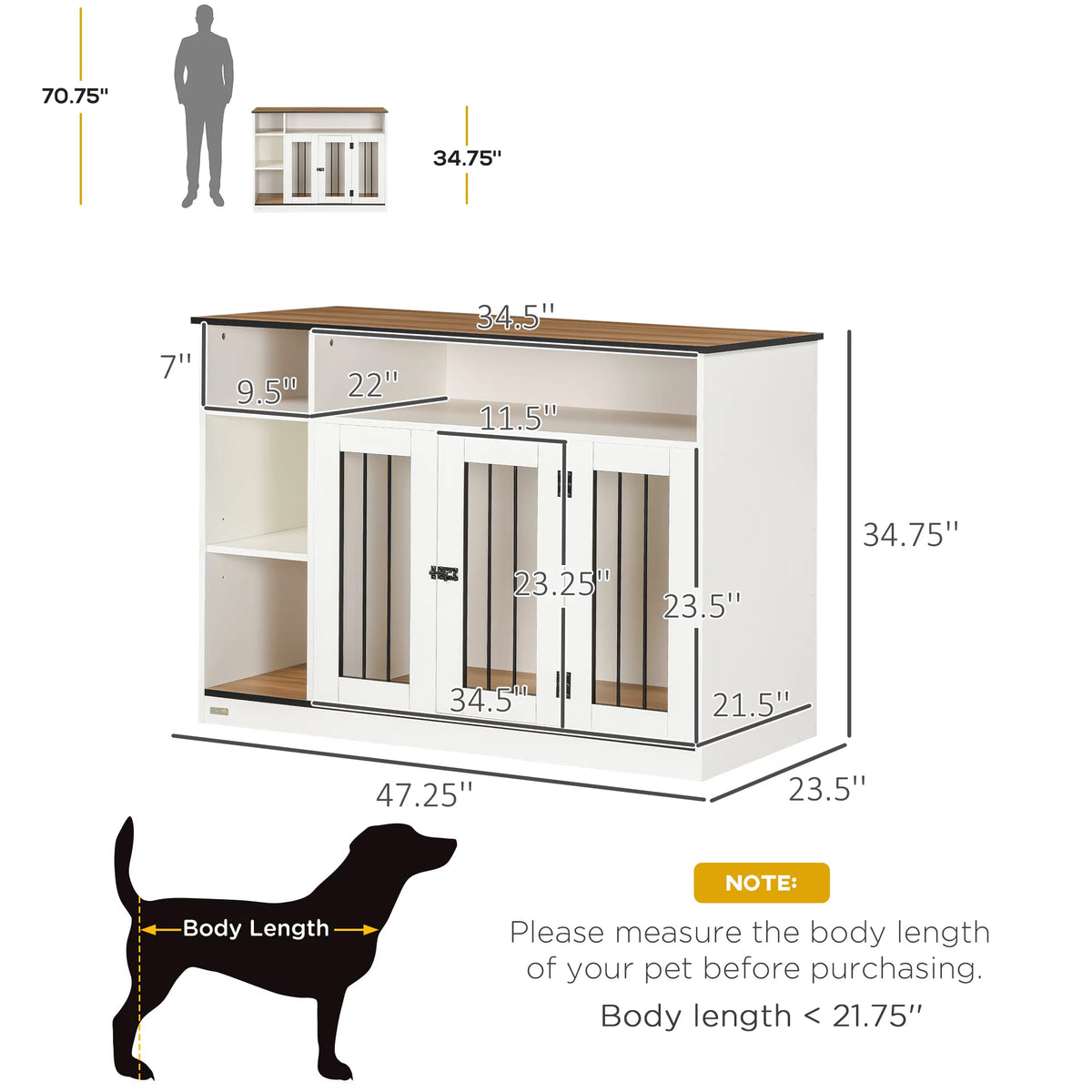 White Dog Crate Furniture with Storage G6259