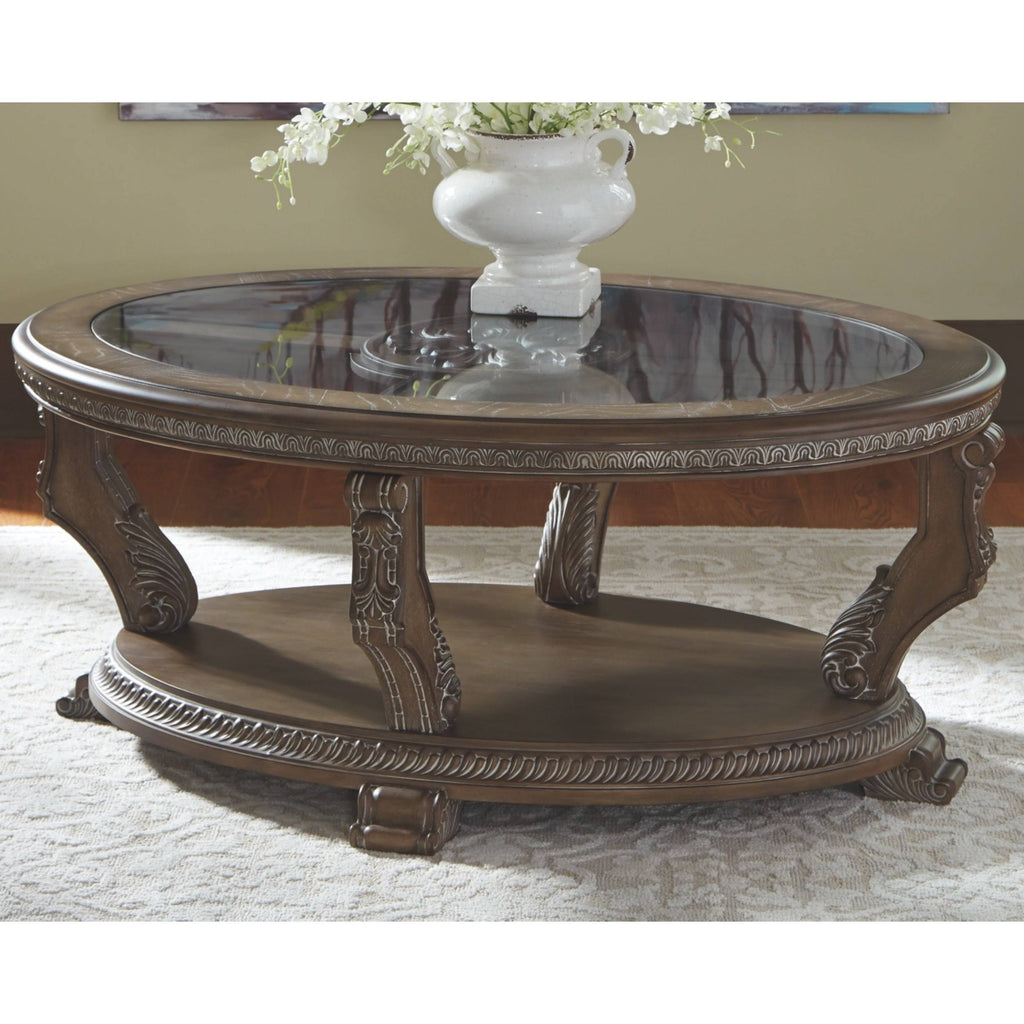 Brown Oval Cocktail Table X2729