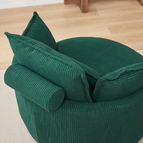 Oversized Corduroy Accent Barrel Chair with Storage Ottoman T15298