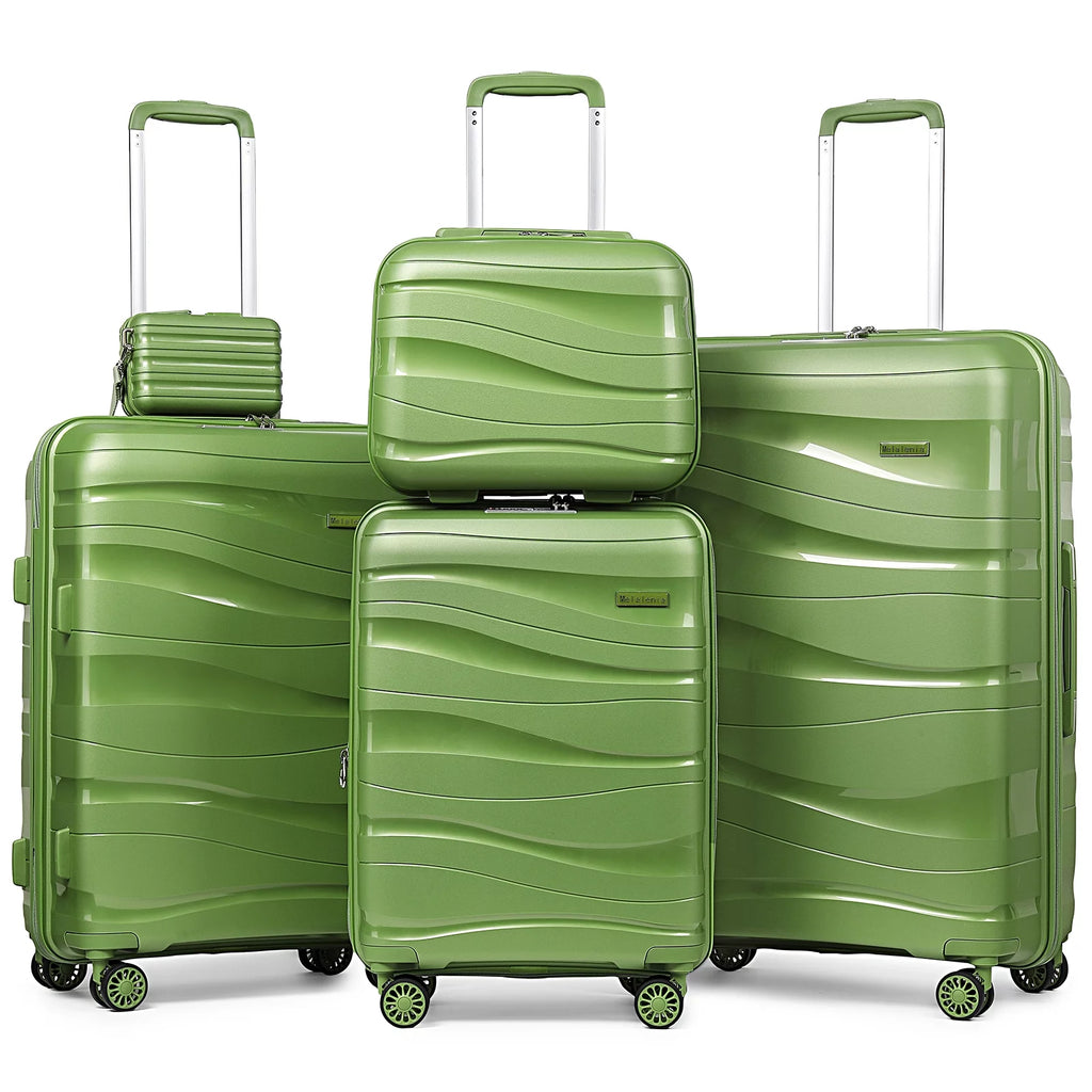 5 Luggage Sets PP Hardside Spinner Luggage Expandable Carry-on Suitcase V939