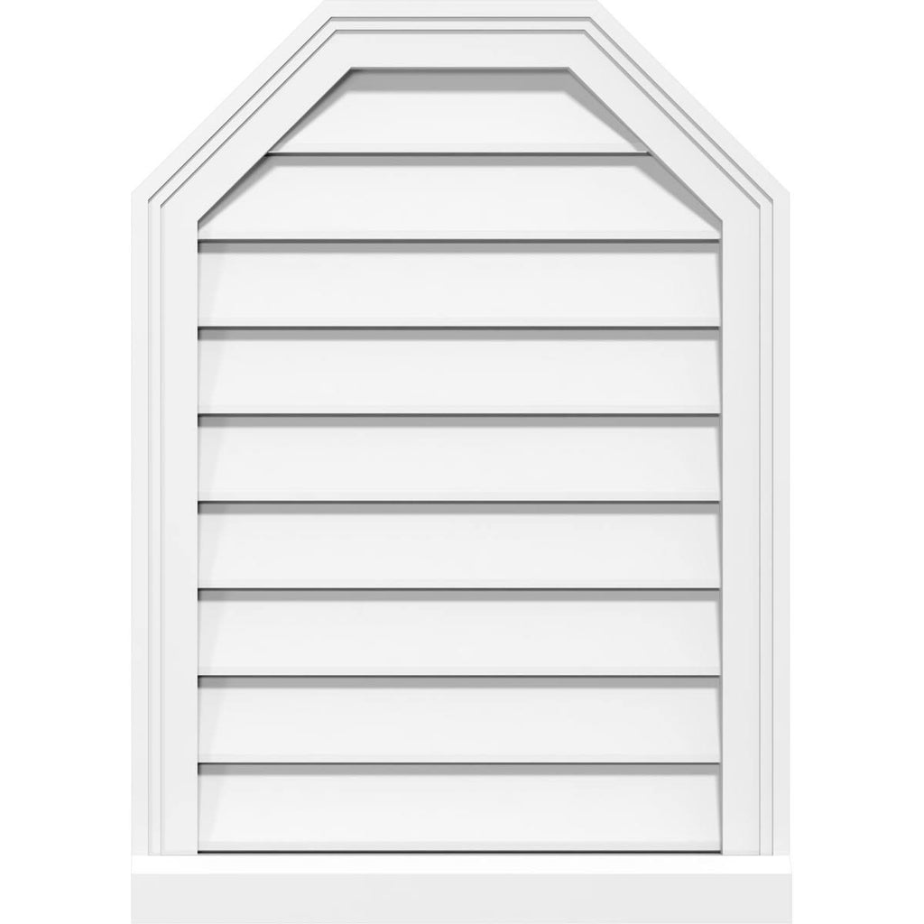 30x22W x 16x22H Octagonal Top Surface Mount PVC Gable Vent with Brickmoul B720766