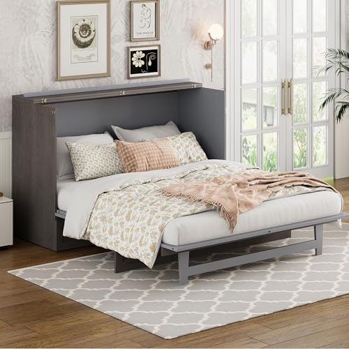 Full Size Solid Pine Murphy Bed with USB and Storage Drawer F663
