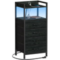 White Fabric Vertical Dresser with Charging Station E2380