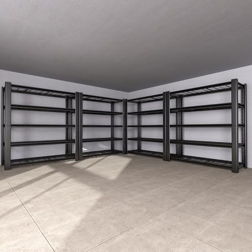 5-Tier Heavy Duty Metal Garage Shelving Unit with Wire Shelves, 3000 LBS Capacity, 76"H x 60"W x 24"D, Adjustable Boltless Steel Shelves R7612
