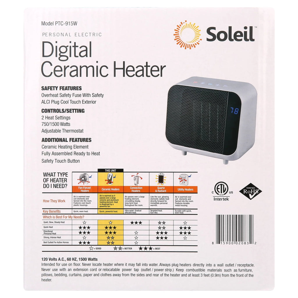 White Electric Ceramic Heater 1500W C947