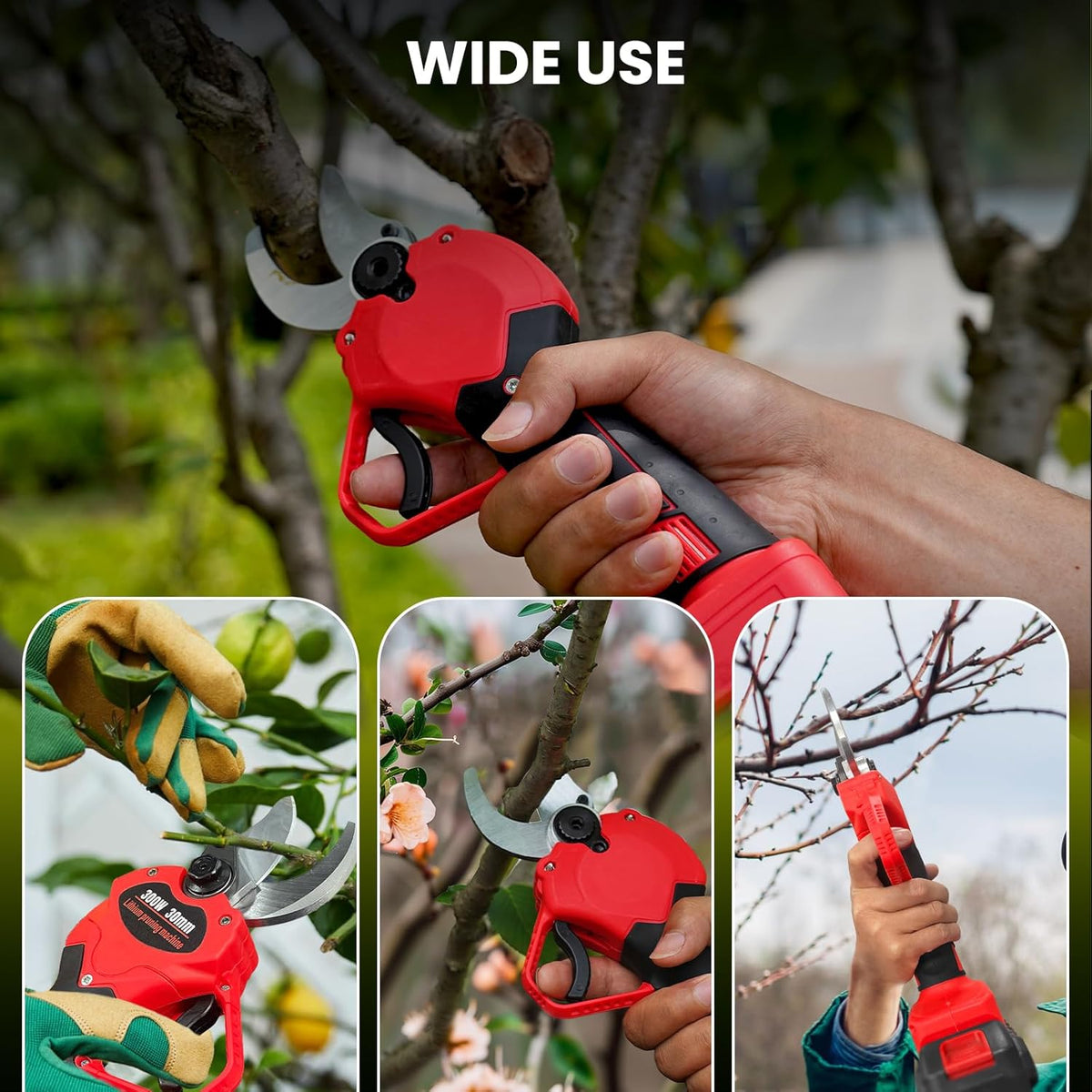Cordless Electric Pruning Shears with Two 2.0Ah Batteries and Replacement Blades Set A677
