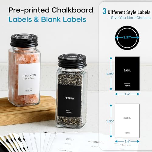 14 Pcs Glass Spice Jars with Shaker Lids and Airtight Metal Caps W252