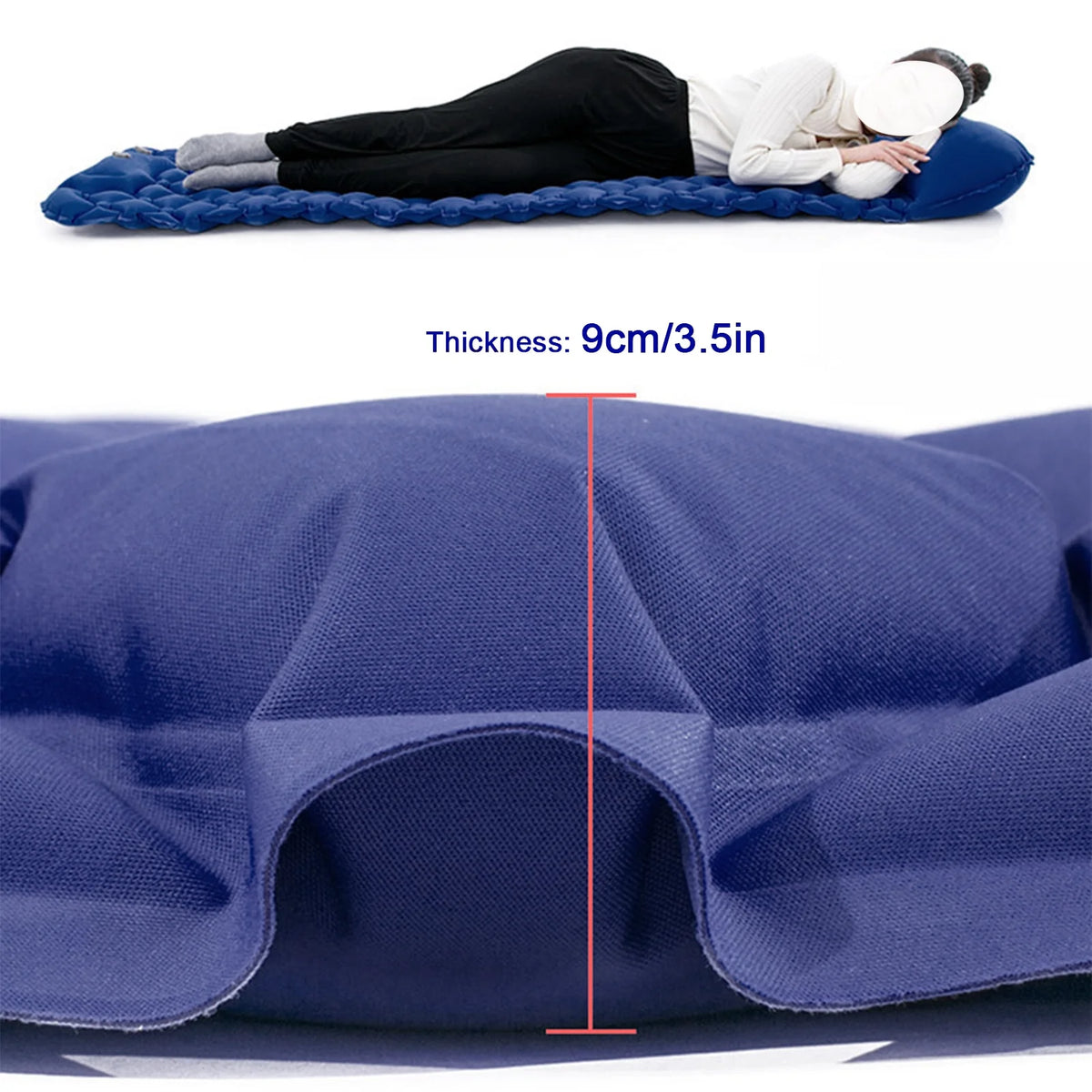 2 Person Camping Mat with Air Pillow Portable Air Mattress Waterproof Sleeping Pad F9511