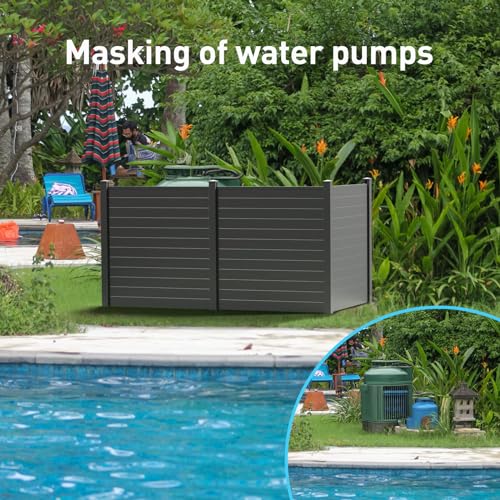 48"W X 48"H Black Vinyl 3 Panel Fence Screen I410