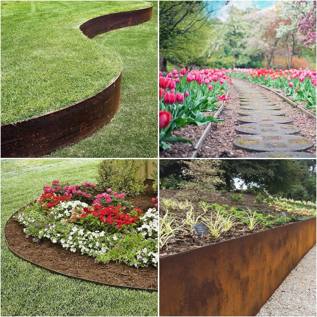 6 Pack Pre-Rusted Steel Lawn Edging, 40 inch Strips, 6 inch Depth Z584