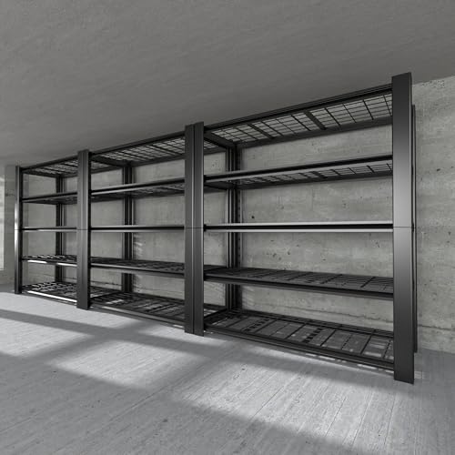 5-Tier Heavy Duty Metal Garage Shelving Unit with Wire Shelves, 3000 LBS Capacity, 76"H x 60"W x 24"D, Adjustable Boltless Steel Shelves R7612