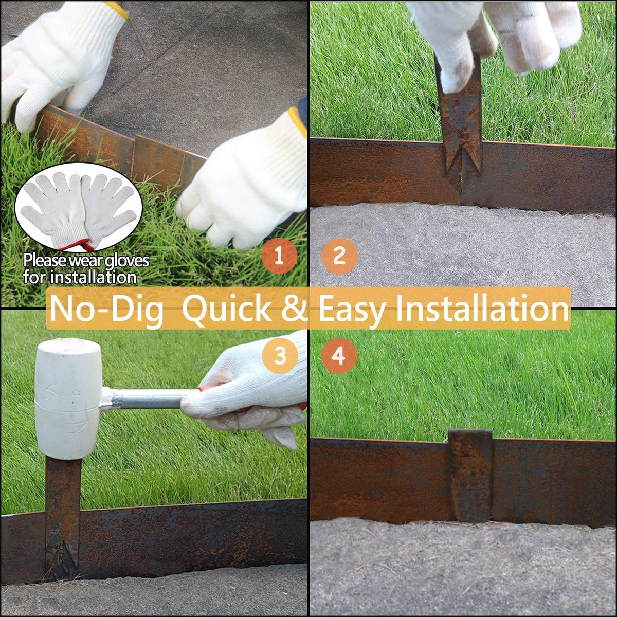 6 Pack Pre-Rusted Steel Lawn Edging, 40 inch Strips, 6 inch Depth Z584