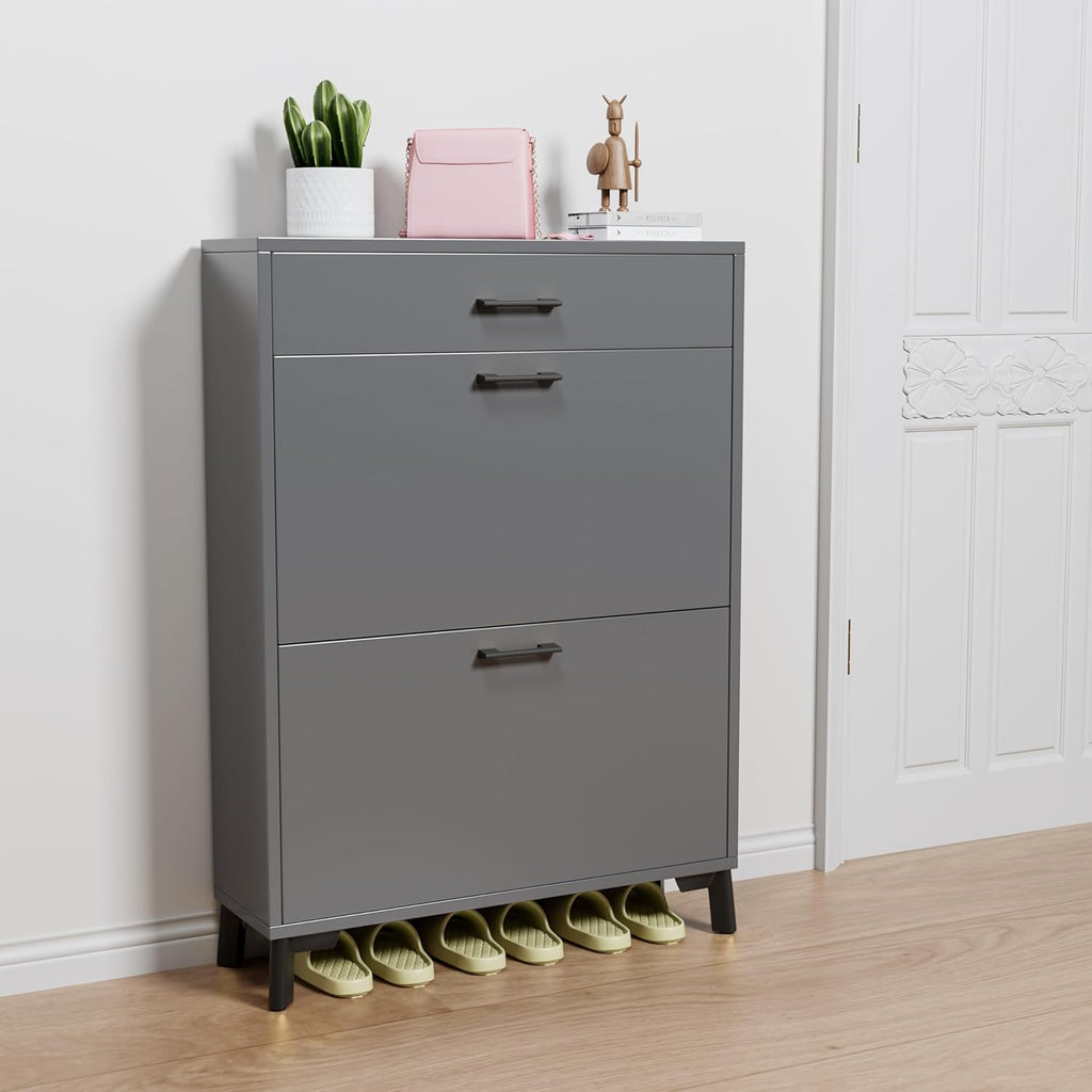 Gray 32" Slim Shoe Storage Cabinet A28115