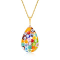 Italian Multicolored Murano Glass Millefiori Pendant Necklace in 18kt Gold Over Sterling U3646