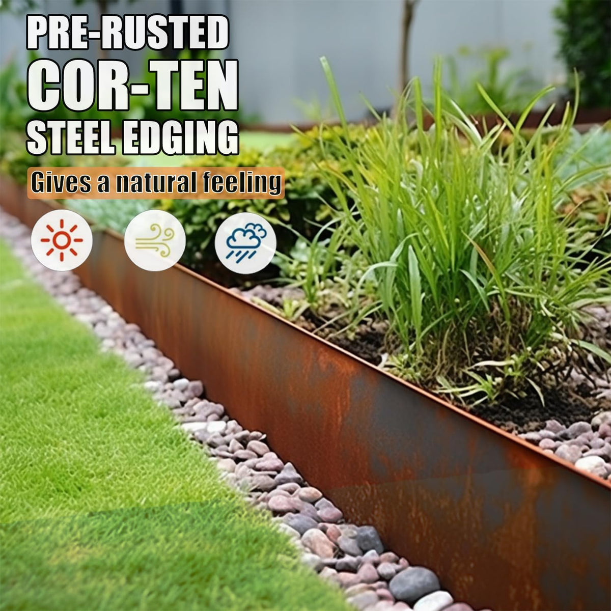 6 Pack Pre-Rusted Steel Lawn Edging, 40 inch Strips, 6 inch Depth Z584