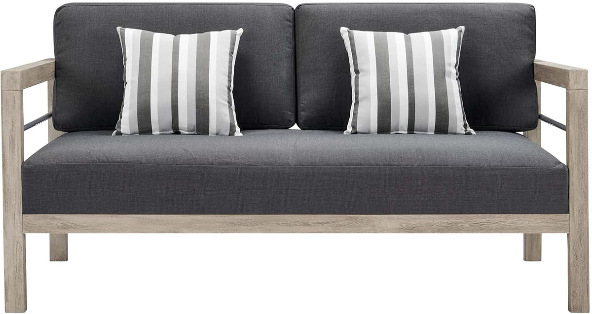 Light Gray Acacia Wood Patio Loveseat M618