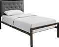 Twin Size Grey Fabric Bed Frame U866149