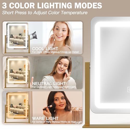 12.6"×15" LED Lighted Vanity Mirror with Dimmable 3 Modes Light T902051