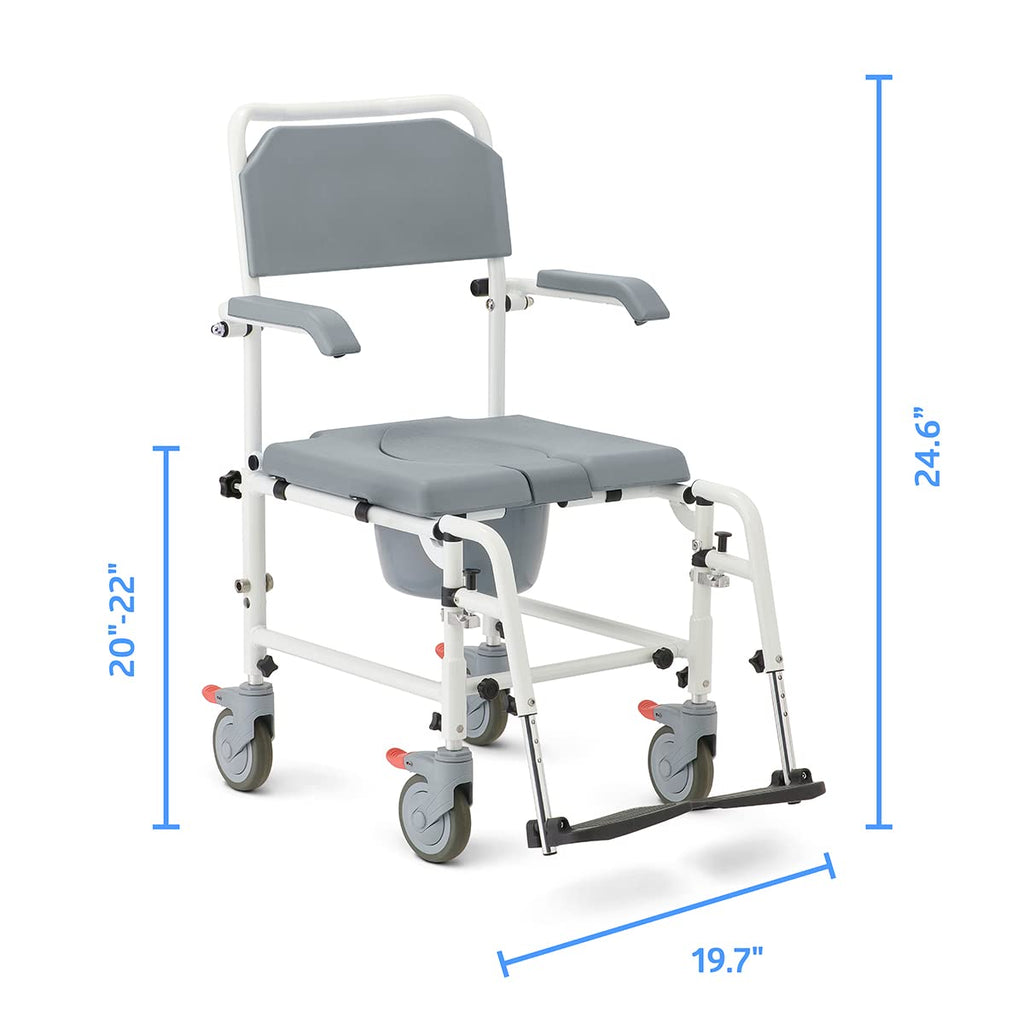 Aluminum Shower Commode Transport Chair, 275 lbs. Capacity O8433