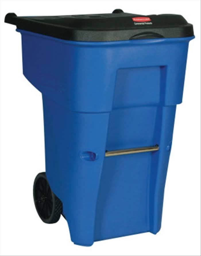 65 gal. Blue Rectangular Trash Can P424