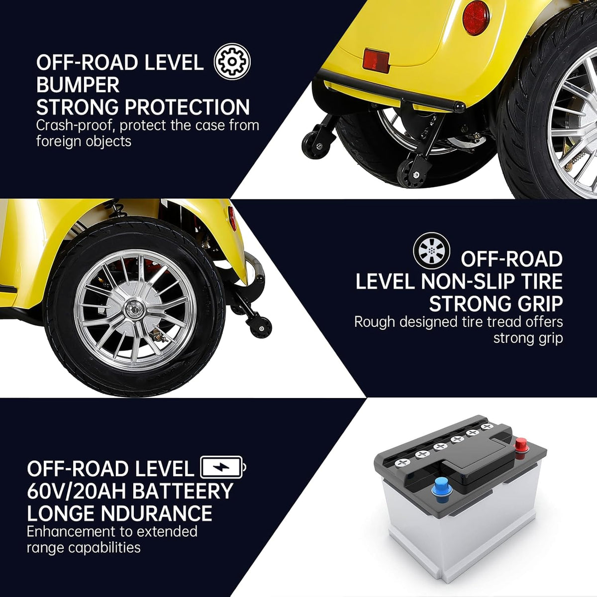 Heavy Duty 4-Wheel 3 Speed Mobility Scooter 500 lbs. Weight Capacity X4802