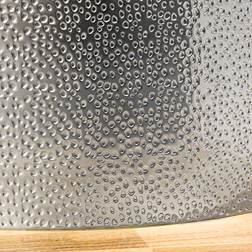 Silver Round Coffee Table with Hammered Iron C98354
