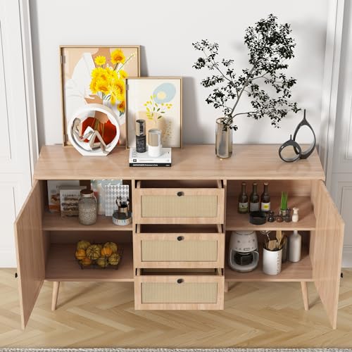 Rattan Sideboard Cabinet with 2 Doors and 3 Drawers G45825