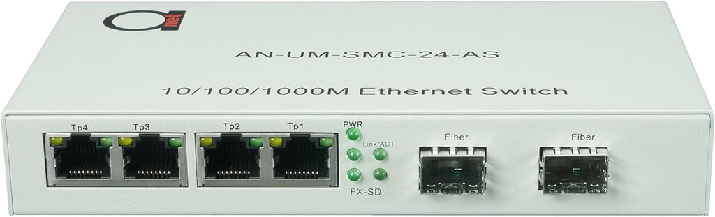 2 x Open SFP Slot + 4 x UTP Cat5e/Cat6 Gigabit Ethernet Fiber Media Converter X52342
