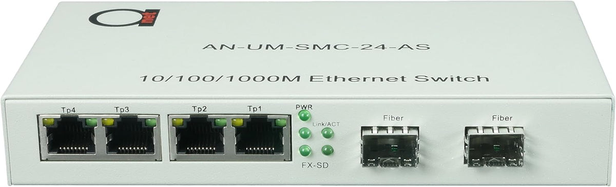 2 x Open SFP Slot + 4 x UTP Cat5e/Cat6 Gigabit Ethernet Fiber Media Converter X52342