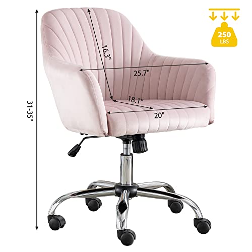 Green Velvet Swivel Rolling Vanity Desk Chair with Back and Wheels J997