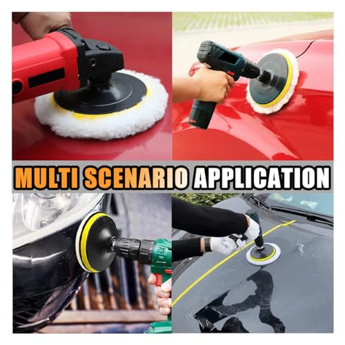 7PCS 3 Inch Car Wool Polishing Buffing Pads with M10 Drill Adapter Q11281