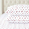 King Flannel Sheets - 4-Piece 100% Turkish Cotton, Red Stars, Deep Pocket R43988
