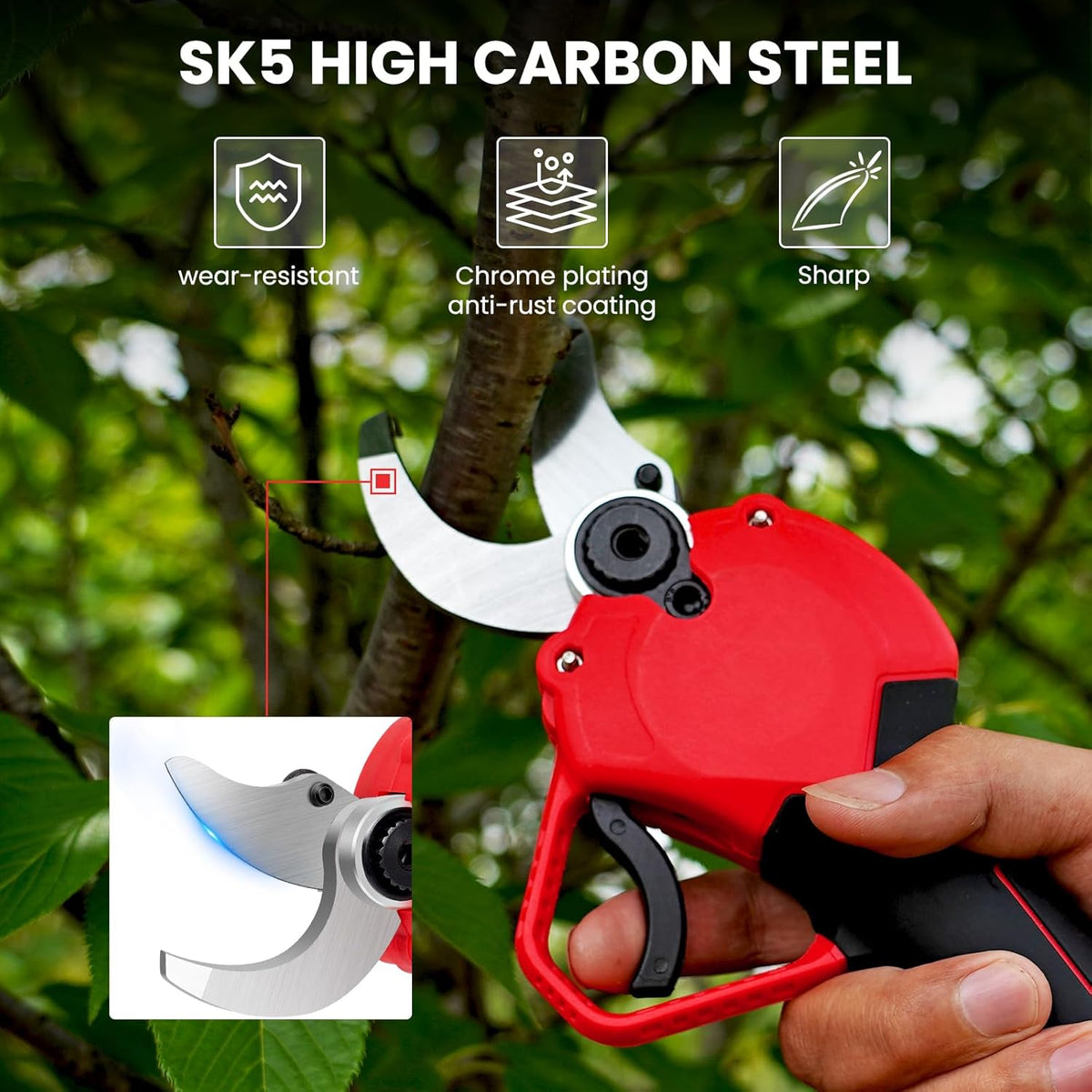 Cordless Electric Pruning Shears with Two 2.0Ah Batteries and Replacement Blades Set A677