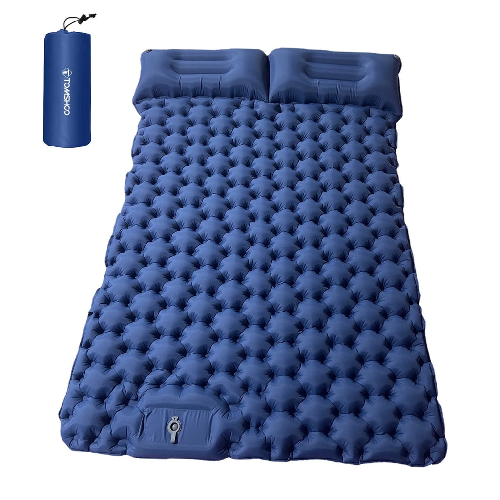 2 Person Camping Mat with Air Pillow Portable Air Mattress Waterproof Sleeping Pad F9511