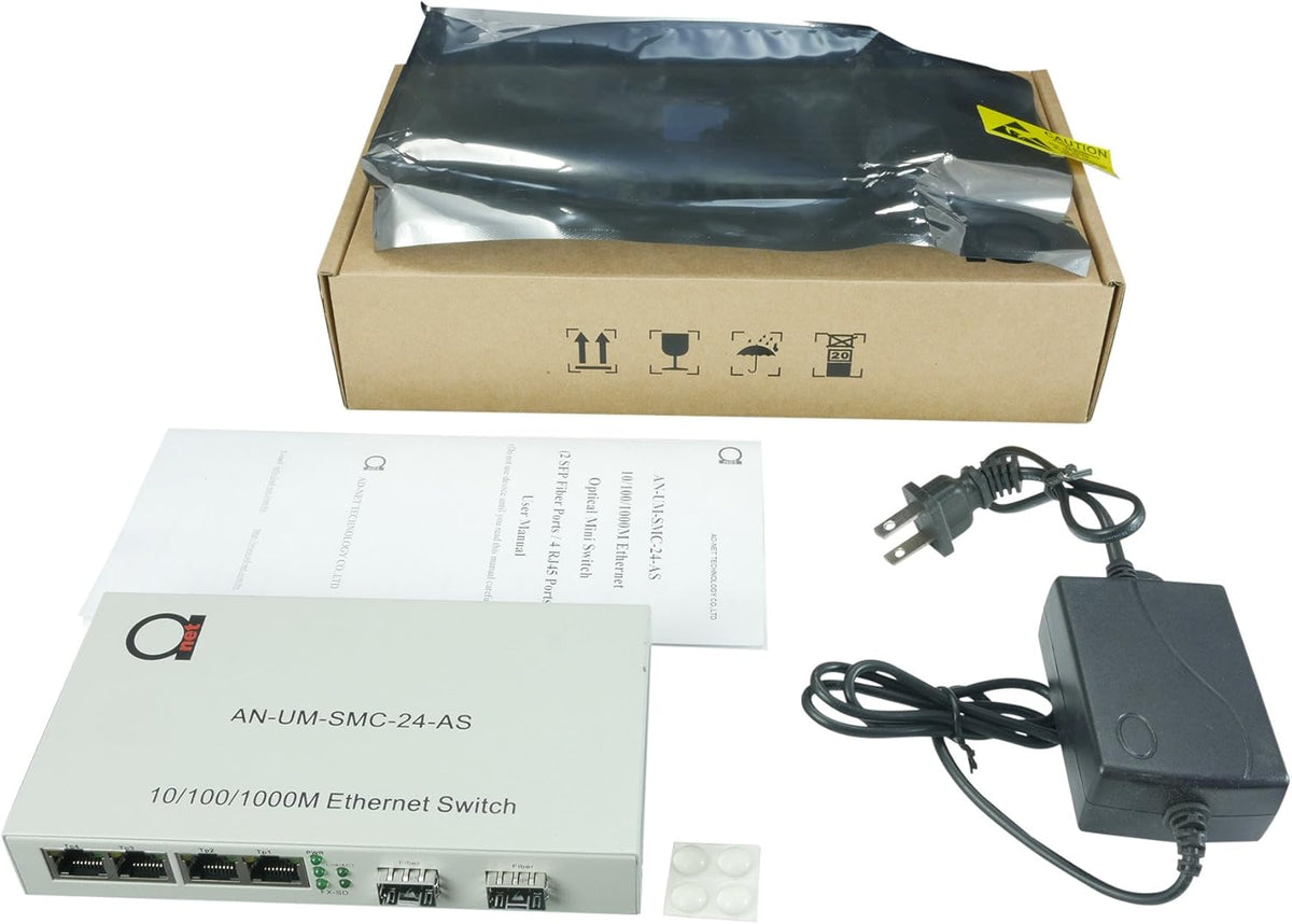 2 x Open SFP Slot + 4 x UTP Cat5e/Cat6 Gigabit Ethernet Fiber Media Converter X52342