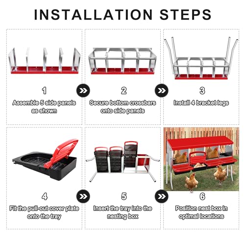 4 Compartment Heavy Duty Chicken Nesting Boxes with Perch D840