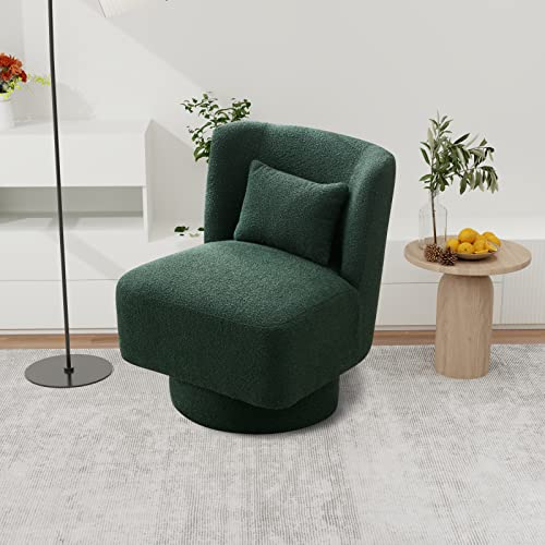 Green Boucle Swivel Barrel Chair H628