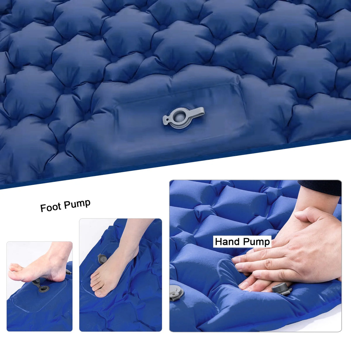 2 Person Camping Mat with Air Pillow Portable Air Mattress Waterproof Sleeping Pad F9511