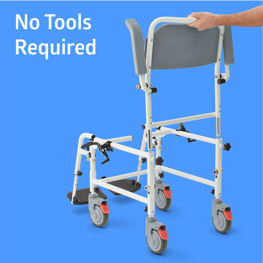 Aluminum Shower Commode Transport Chair, 275 lbs. Capacity O8433