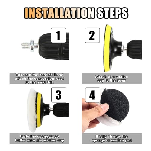 7PCS 3 Inch Car Wool Polishing Buffing Pads with M10 Drill Adapter Q11281