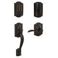 Aged Bronze Smart Wi-Fi Deadbolt with Alarm and Handle Set A925