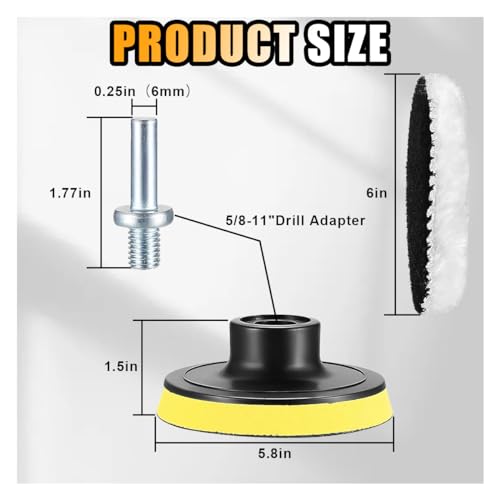 7PCS 3 Inch Car Wool Polishing Buffing Pads with M10 Drill Adapter Q11281
