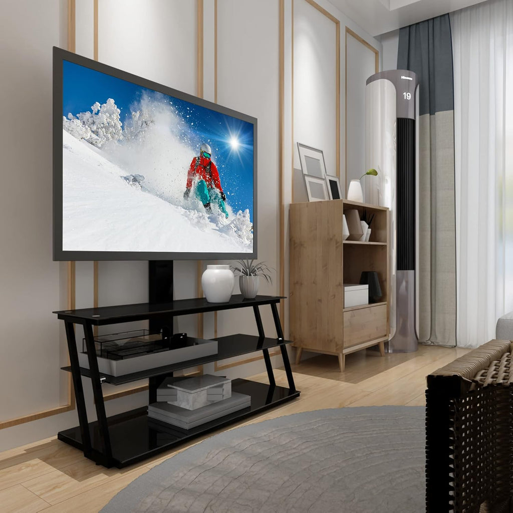 Angle and Height Adjustable Swivel TV Stand with Shelves X33951