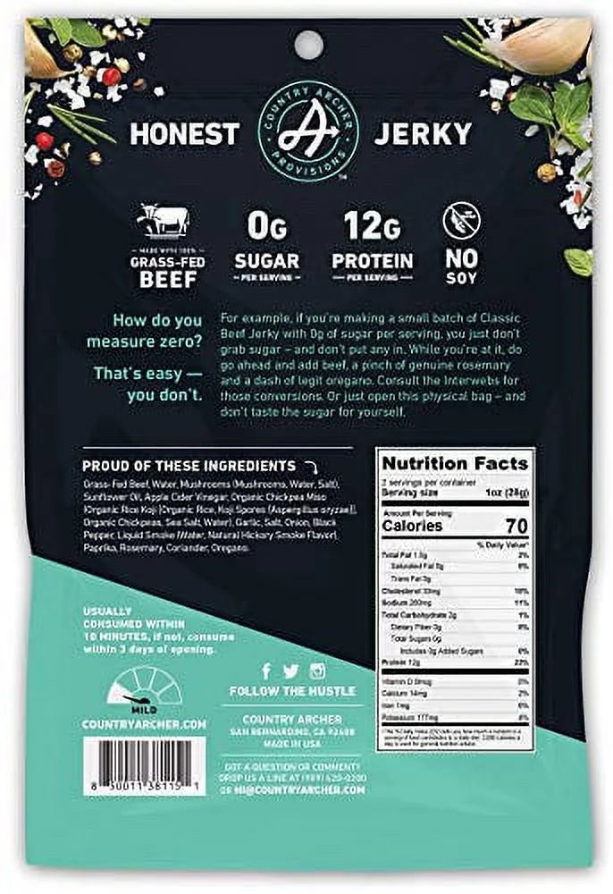 Zero Sugar Classic Beef Jerky 2 Ounce 6 Pack T842283