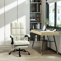 Cream White Massage Office Chair with USB Port and Footrest L250